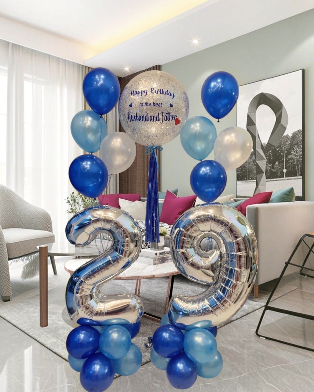 เซตวันเกิดน้ำเงิน พร้อมตัวเลข — ผลงาน BalloonCircle