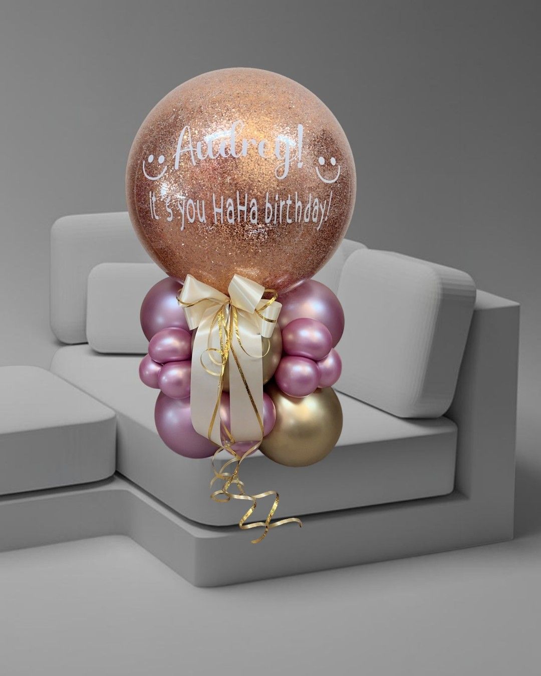 ช่อบับเบิ้ลใสใส่กติเตอรโรสโกล — ผลงาน BalloonCircle