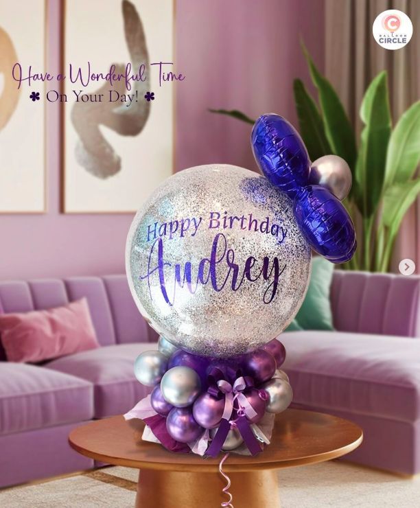 ช่อลูกโป่งโทนม่วงเงิน — ผลงาน BalloonCircle