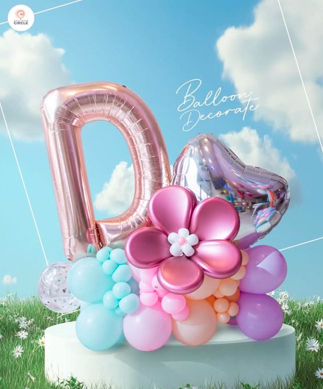 ฟอยล์ หัวใจ พร้อมตัวอักษรลม — ผลงาน BalloonCircle