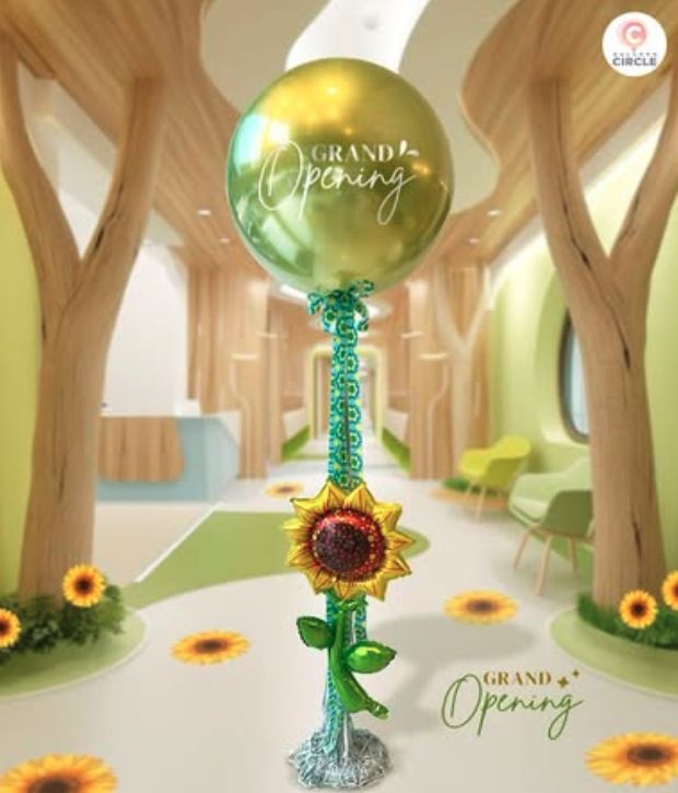ช่อลูกโป่งโทนเขียวเหลืองดอกทานตะวัน — ผลงาน BalloonCircle