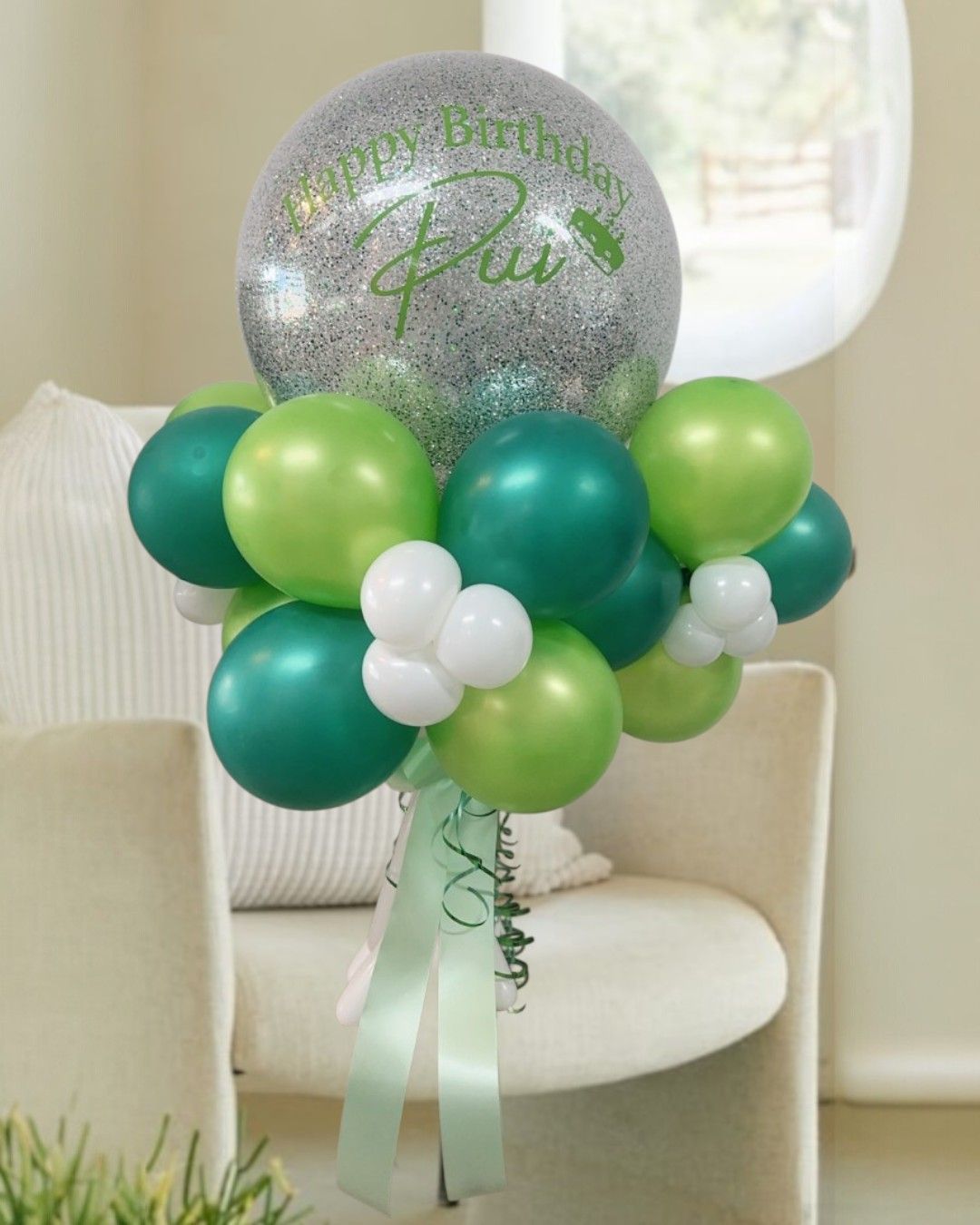 ช่อลูกโป่งโทนเขียว — ผลงาน BalloonCircle